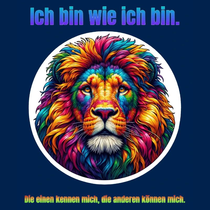 Löwe psychedelisch mit Spruch