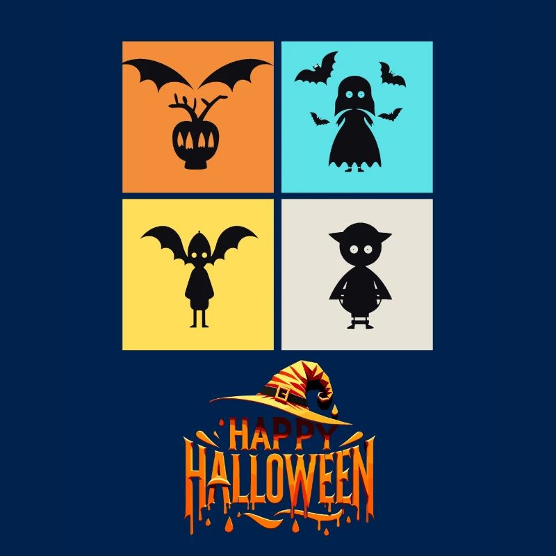 Quartett der Schrecken: Eine Halloween-Collage