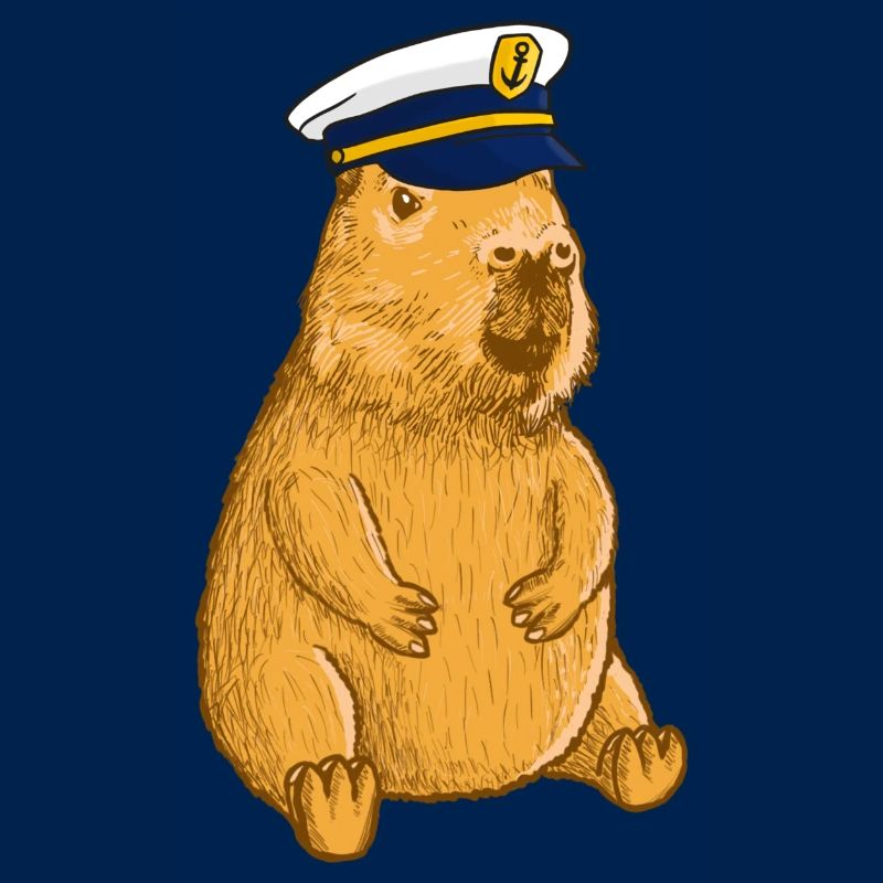 Capitaine de bateau Capybara avec casquette de capitaine