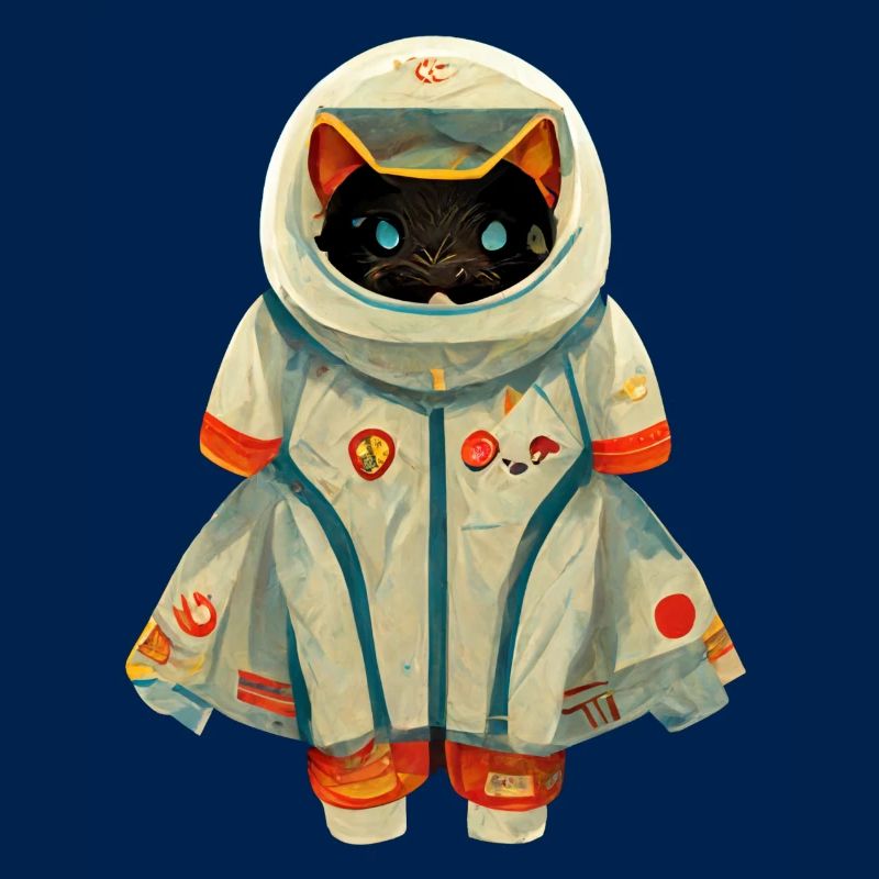 Chat en combinaison spatiale