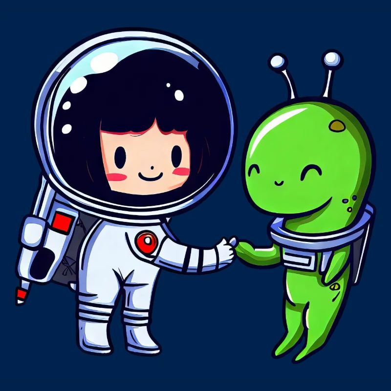 Salutation dans l’espace : poignée de main d’un extraterrestre et d’un astronaute