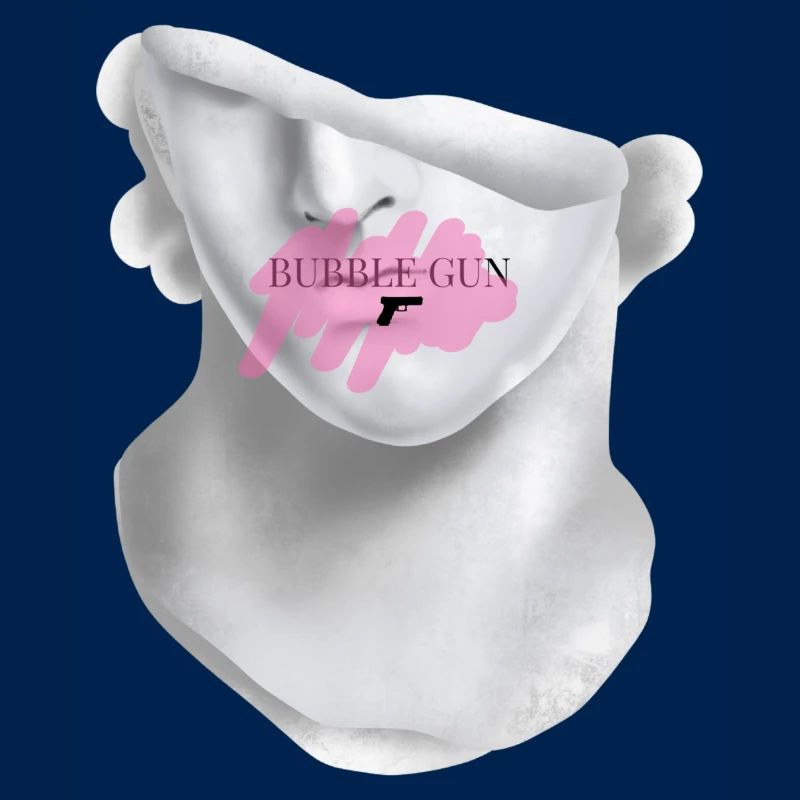 Bubble Gun Half Face White Sculpture Back