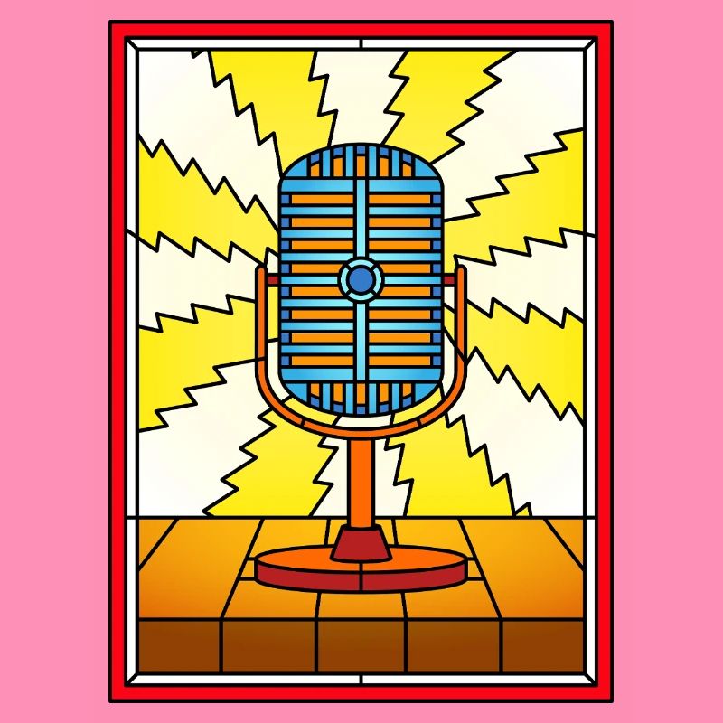 Retro Microphone Lightning Burst