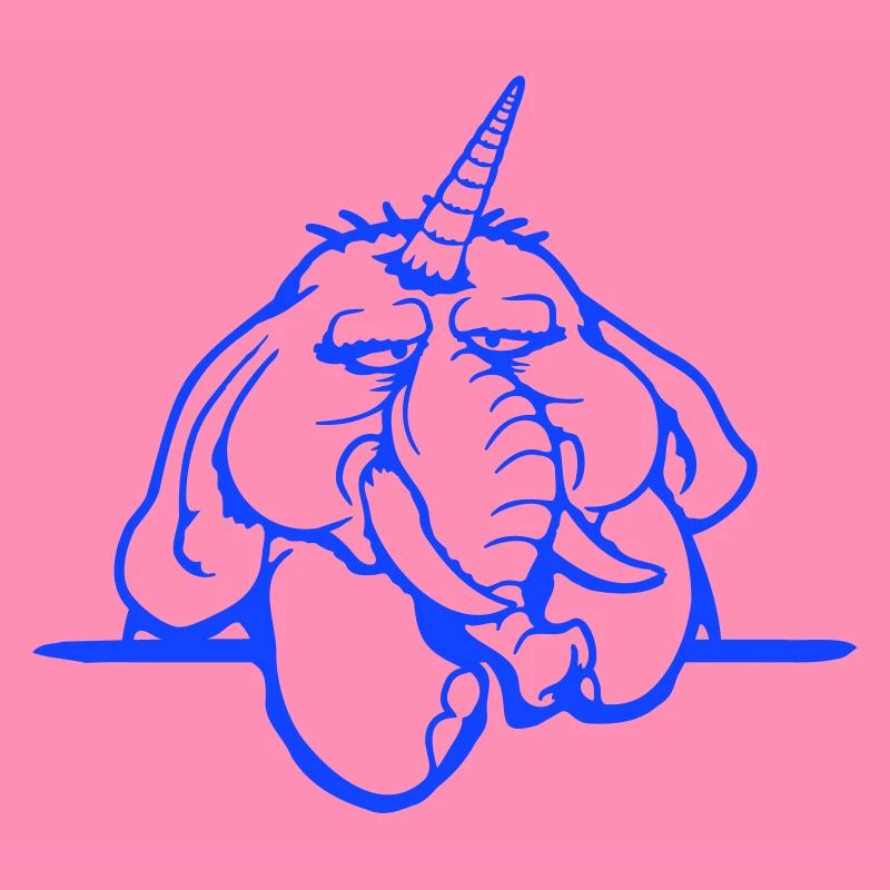 Unicorn, elephant, bad-tempered, angry, sad