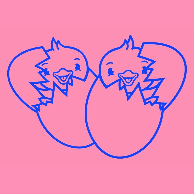 2 Birds Two Chicks Egg Hatch Born Eggshell