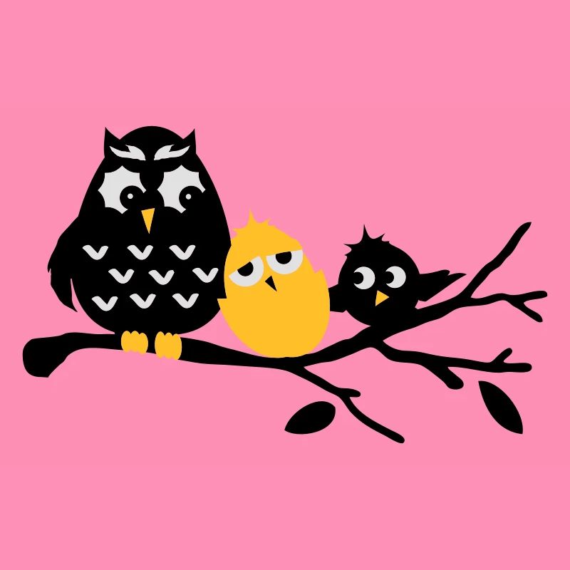 Freundschaft Eule,Küken und Vogel Drei Freunde