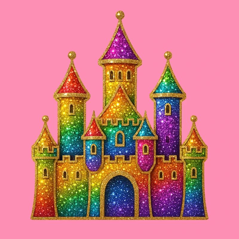 Conception de château à paillettes arc-en-ciel