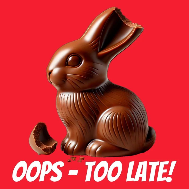 Oops – too late! Broken chocolate Easter bunny
