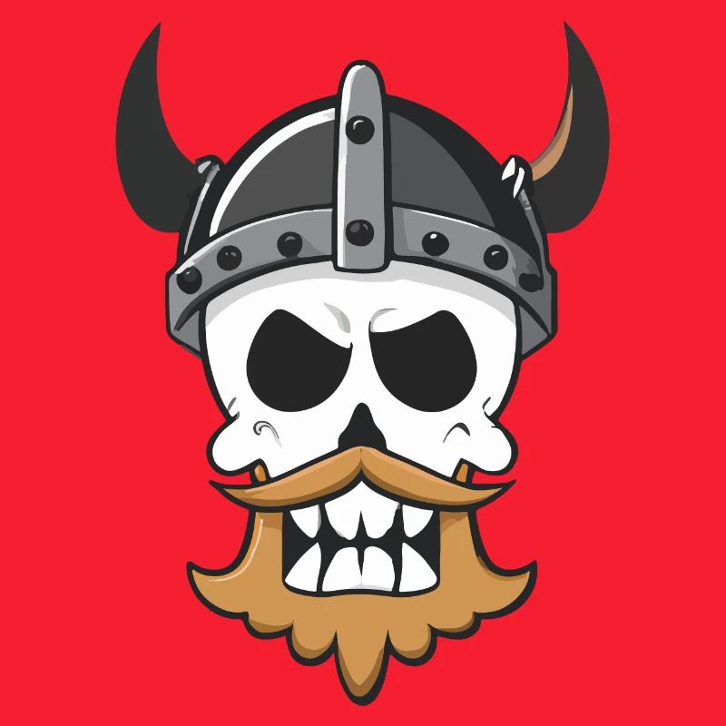 Wikinger Schädel mit Wikingerhelm und Bart