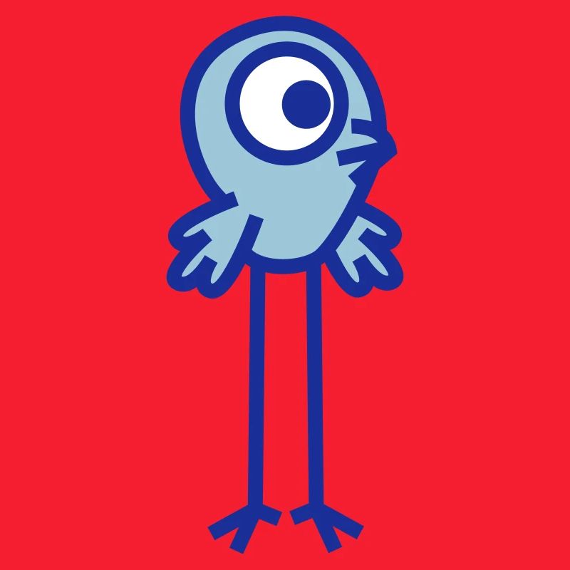 Ein einäugiger Vogel mit langen Beinen von