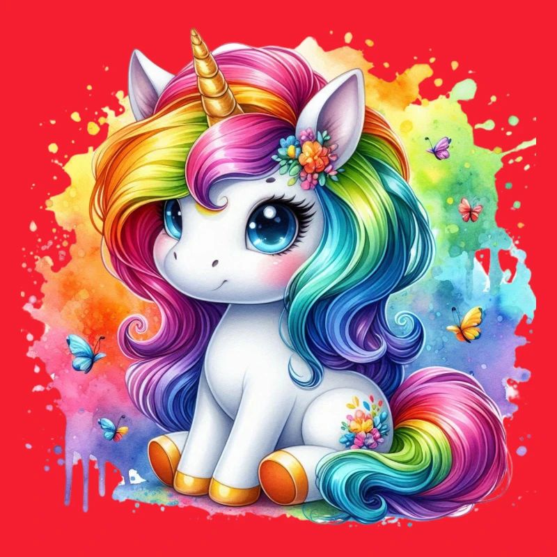 Regenbogen Einhorn Aquarell