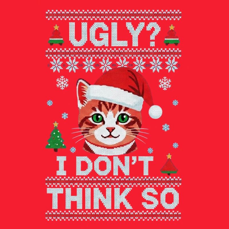Chat de Noël – Pull de Noël moche