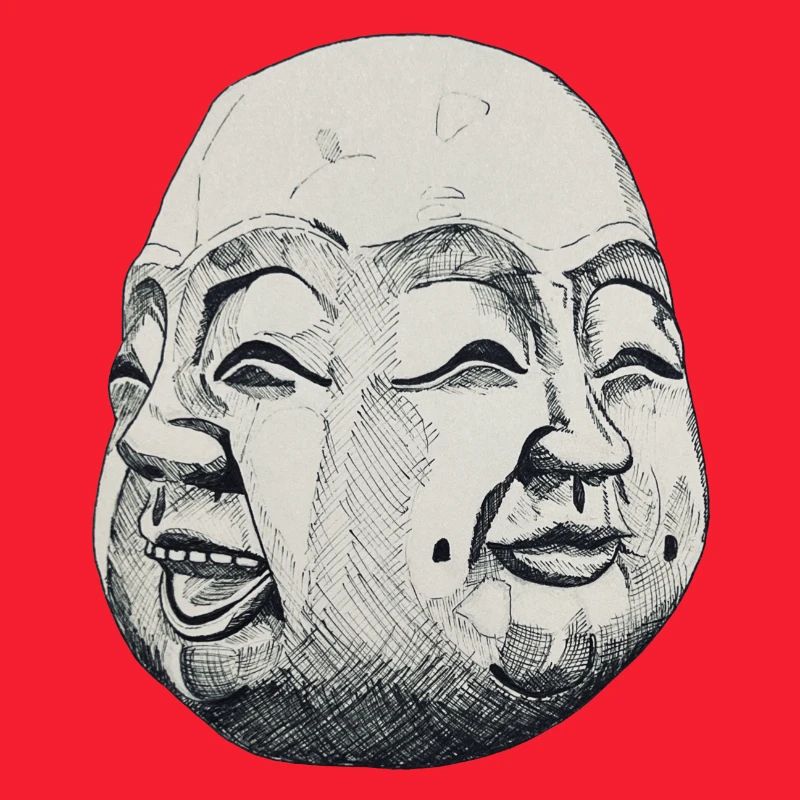Buddha Head Four Faces Joy Contentment