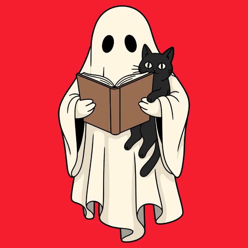 Lesender Geist mit Katze im Buch