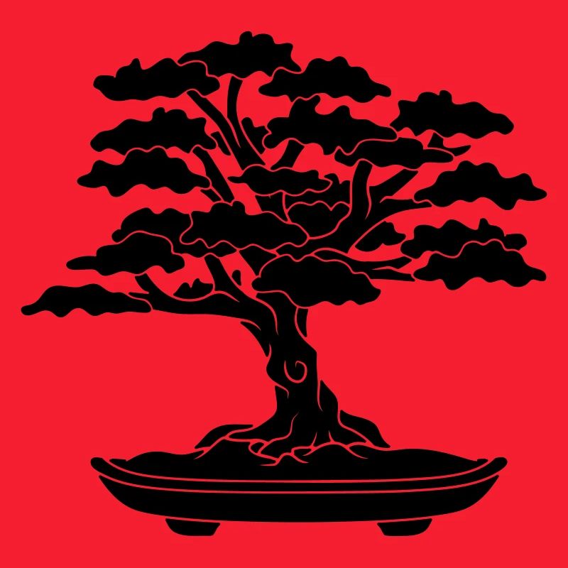 schwarzes comic baeumchen mini bonsai blaetter aes