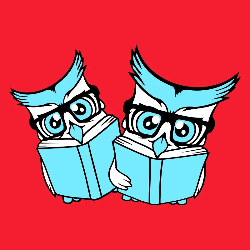 2 Owls Nerd Duo Geek Book Reading Eagle Owl Glasses Smart