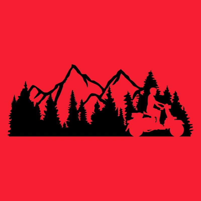 excursion scooter driver mountains nature wilderness trees w