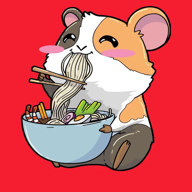 Guinea pig eats ramen