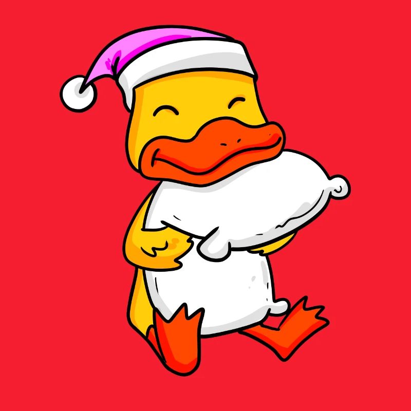 Pato con almohada y gorro para dormir