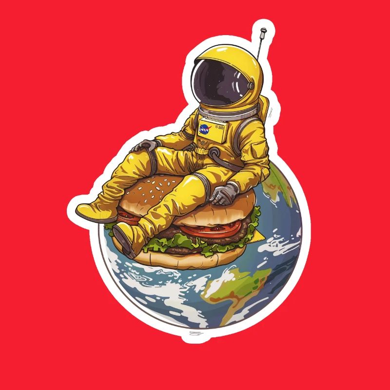 Astronaute doré sur Burger – Design alimentaire spatial