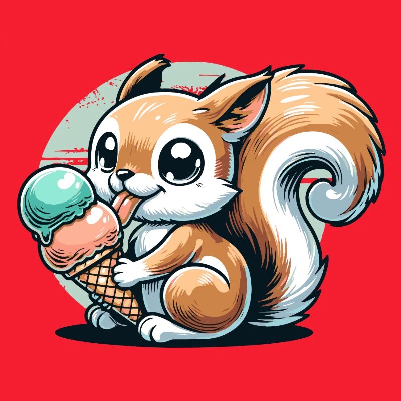 Niedliches Cartoon-Eichhörnchen mit Eiscreme