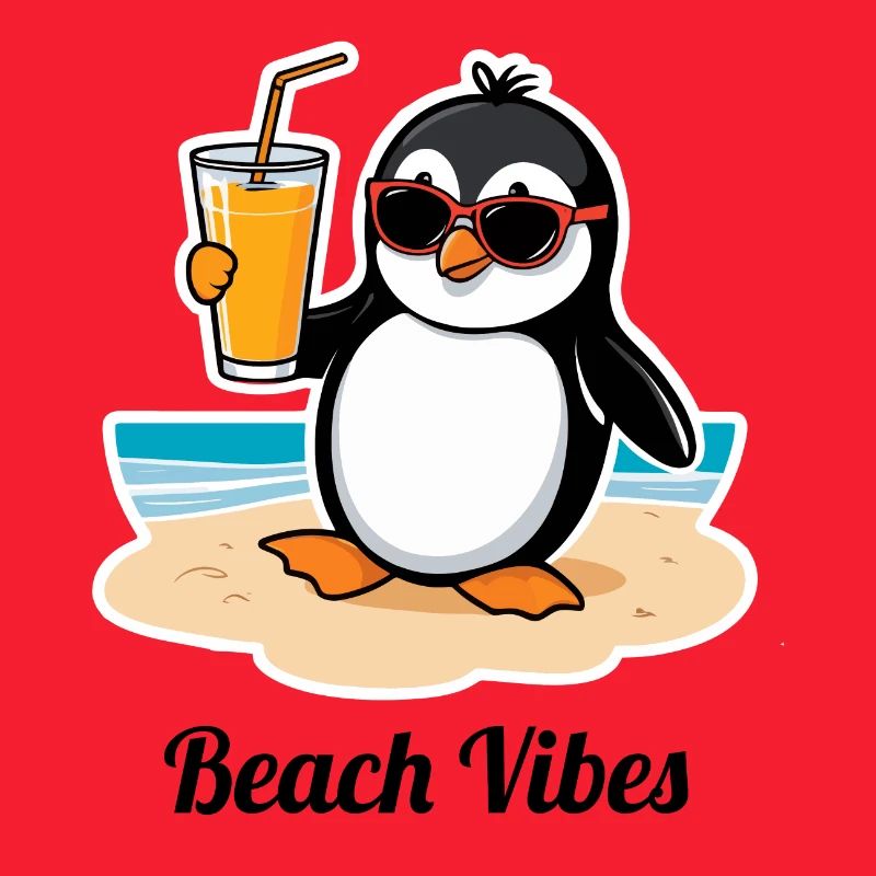Lässiger Strand-Pinguin – Sommer Urlaubsfeeling