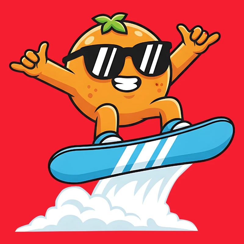 Cool orange with sunglasses while snowboarding