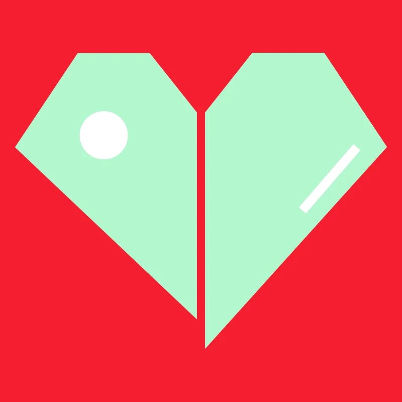 Mint Heart Split Minimaliste