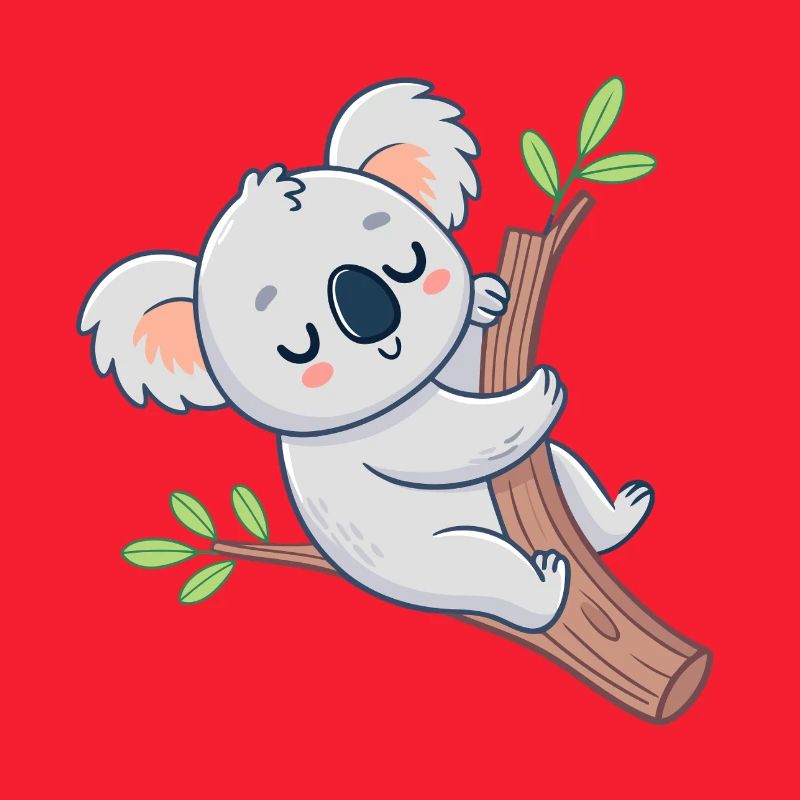 Koala rêveur sur branche joyeuse