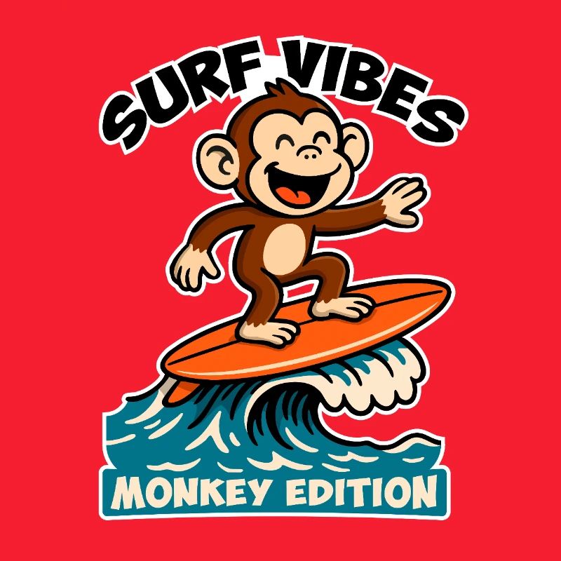 Surf Vibes, monkey edition. Happy surfing monkey