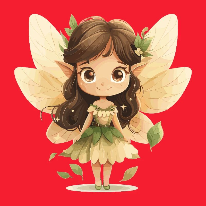 Fille fée en robe de feuille