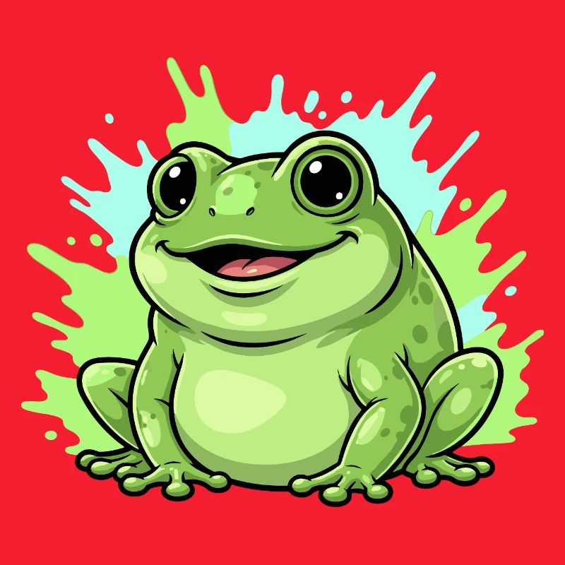 Frog with paint splash background