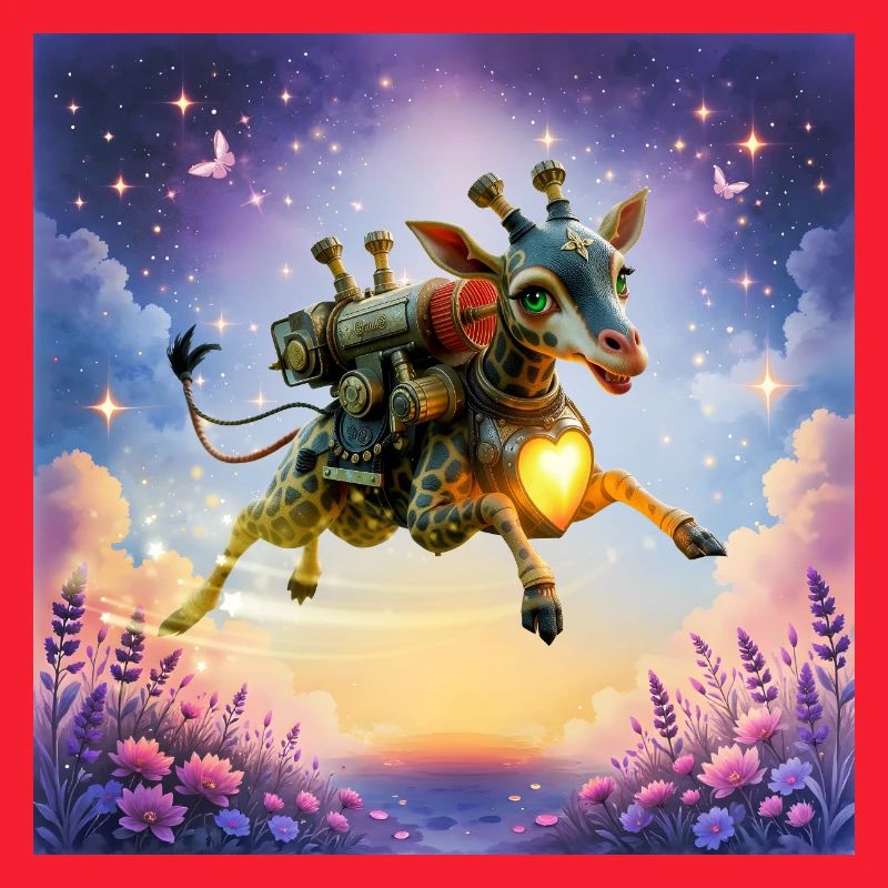 Rocket giraffe with heart