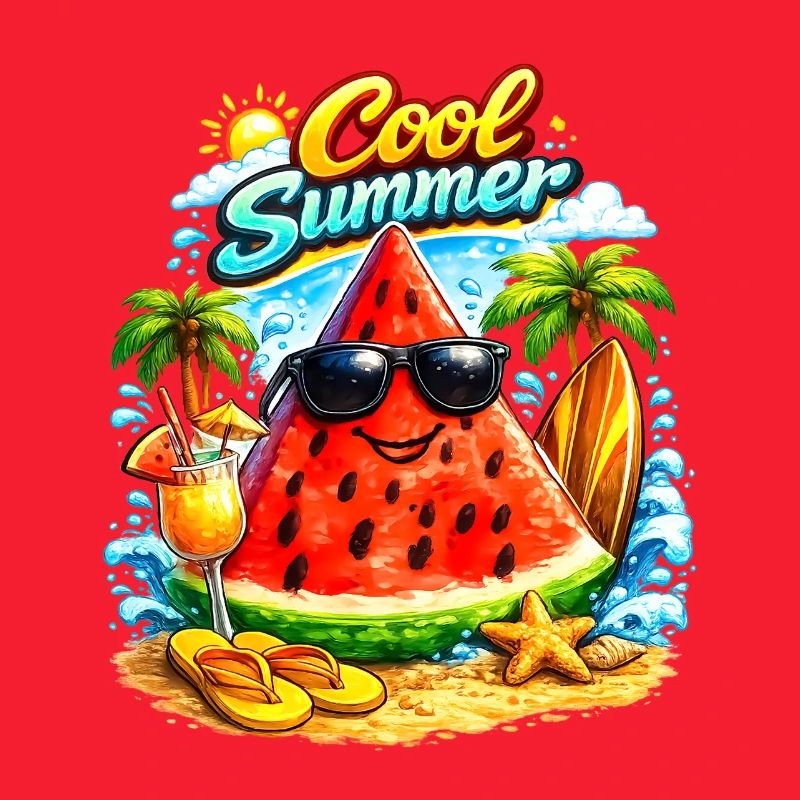 Illustration d’ambiances estivales de pastèque cool
