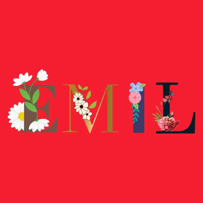 Le nom d’EMIL décoré de fleurs
