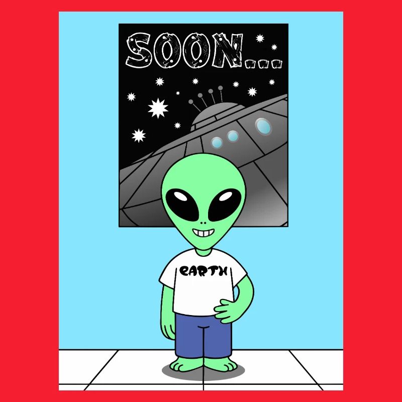 Alien devant le vaisseau spatial Terre