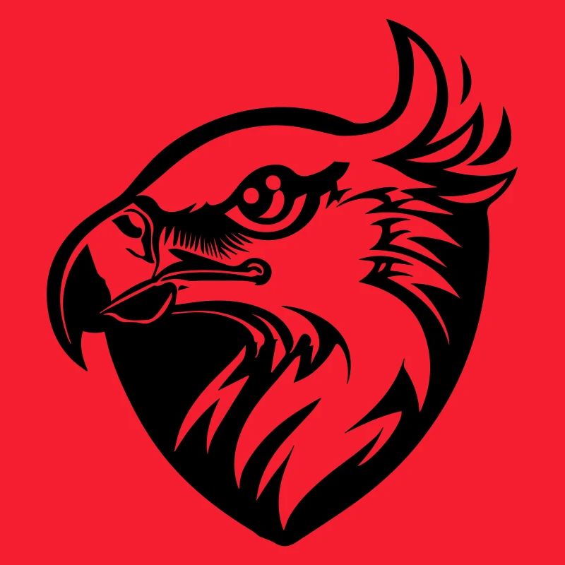 eagle's head with wing in profile with shield