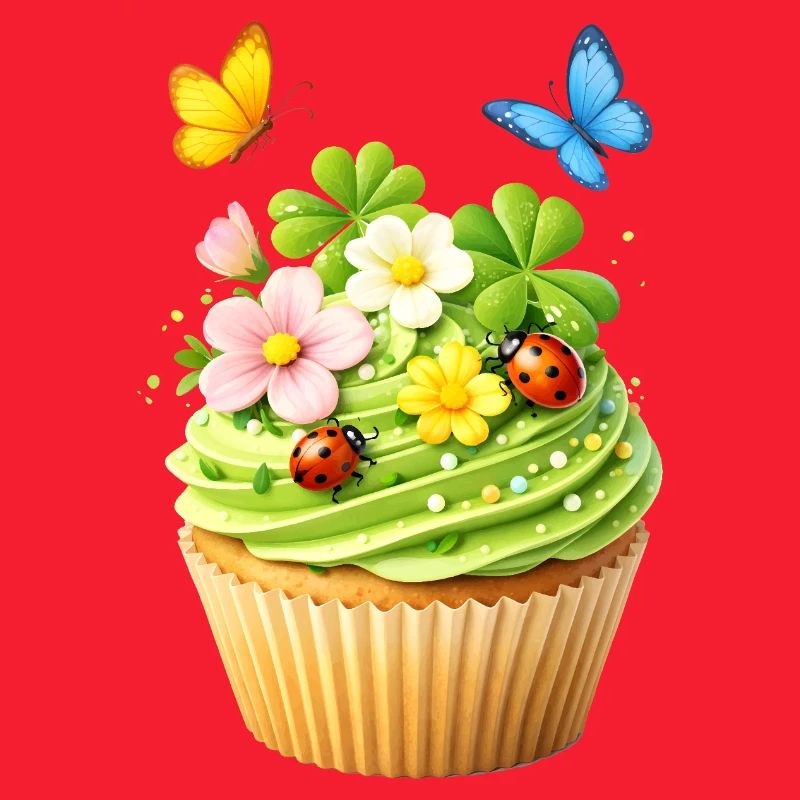Cupcake de printemps avec des fleurs