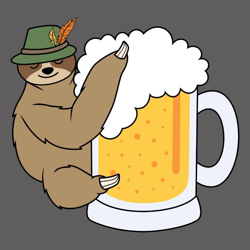 Sloth with beer drinking drinking