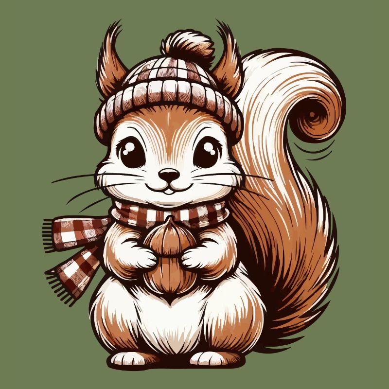Winterliches süßes Eichhörnchen