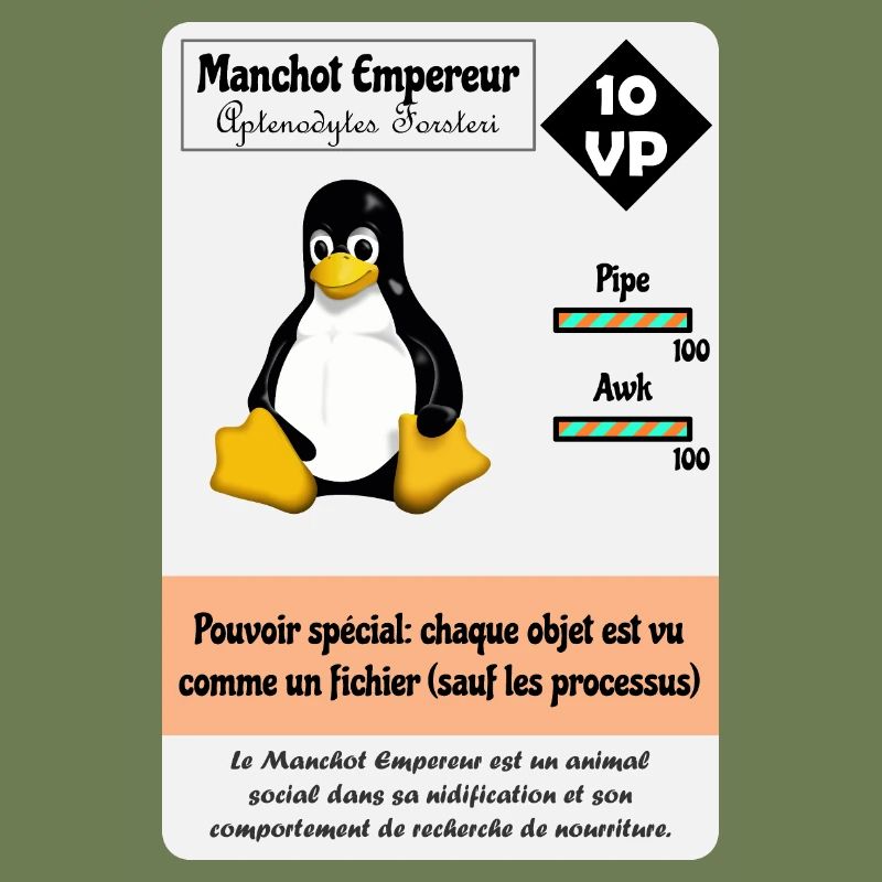 Linux Player Card with a Penguin