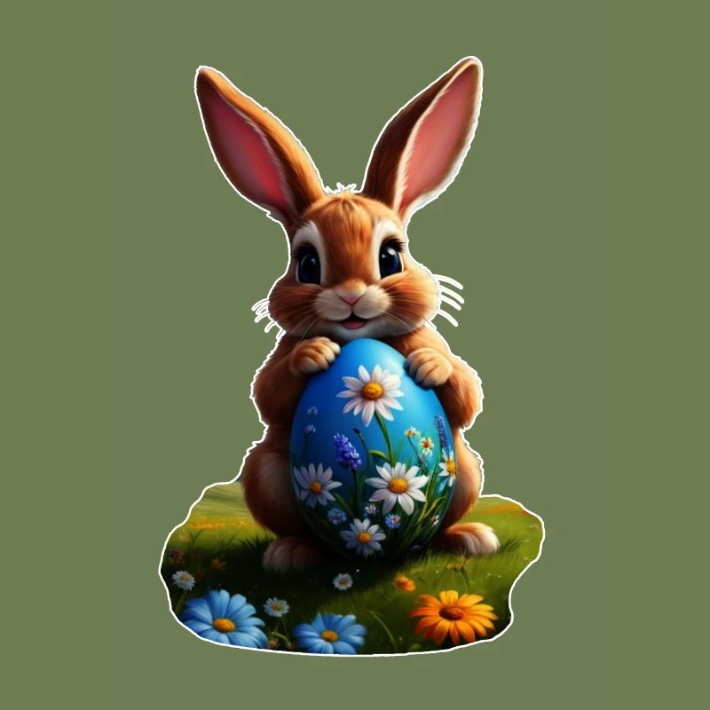 Easter Bunny with Egg, Oval