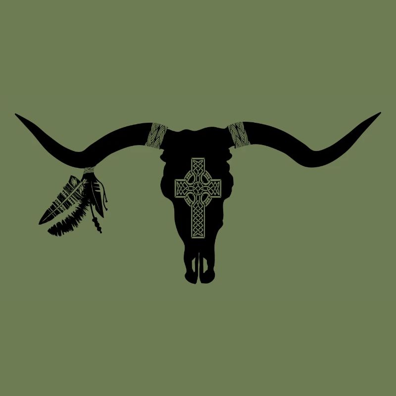 Skull mit Federn
