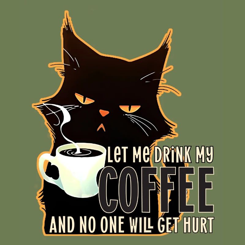 Drink coffee no one will get hurt angry cat Katze