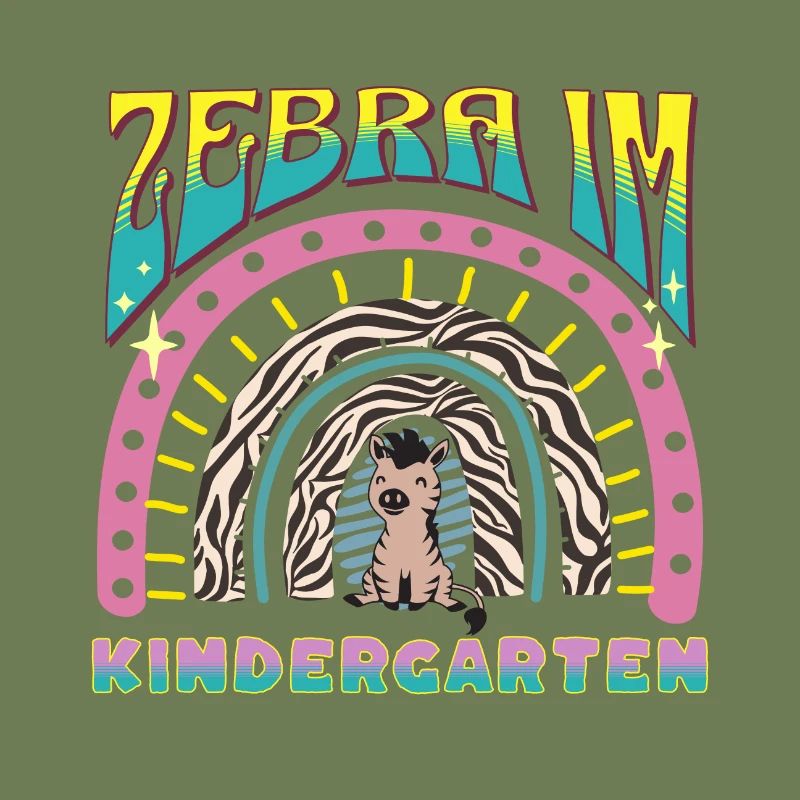 Zebra im Kindergarten Regenbogen Streife Design DE