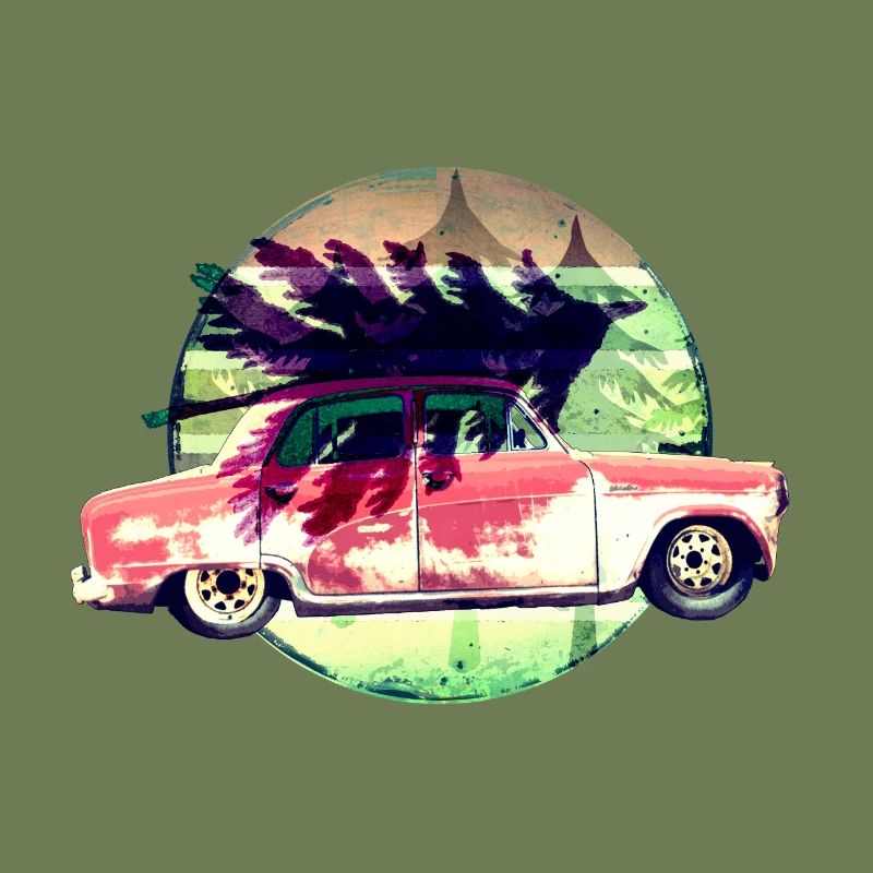 Oldtimer mit Weihnachtsbaum