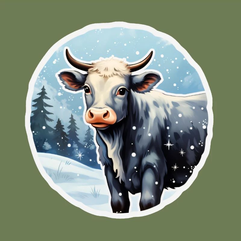 Cattle on a wintry alpine pasture
