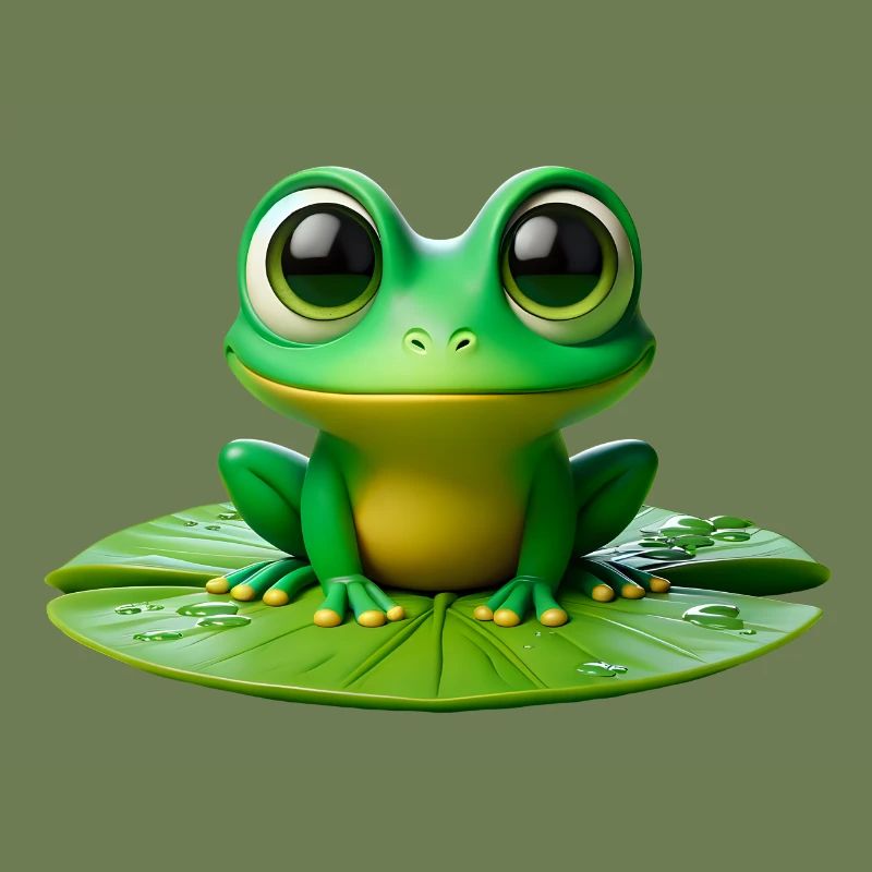 Cute Frog on a Lily Pad