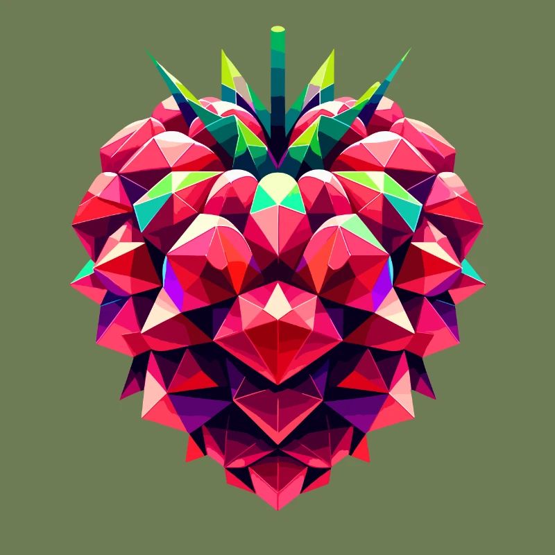 Geometric Raspberry: Vivid Low-Poly Artwork