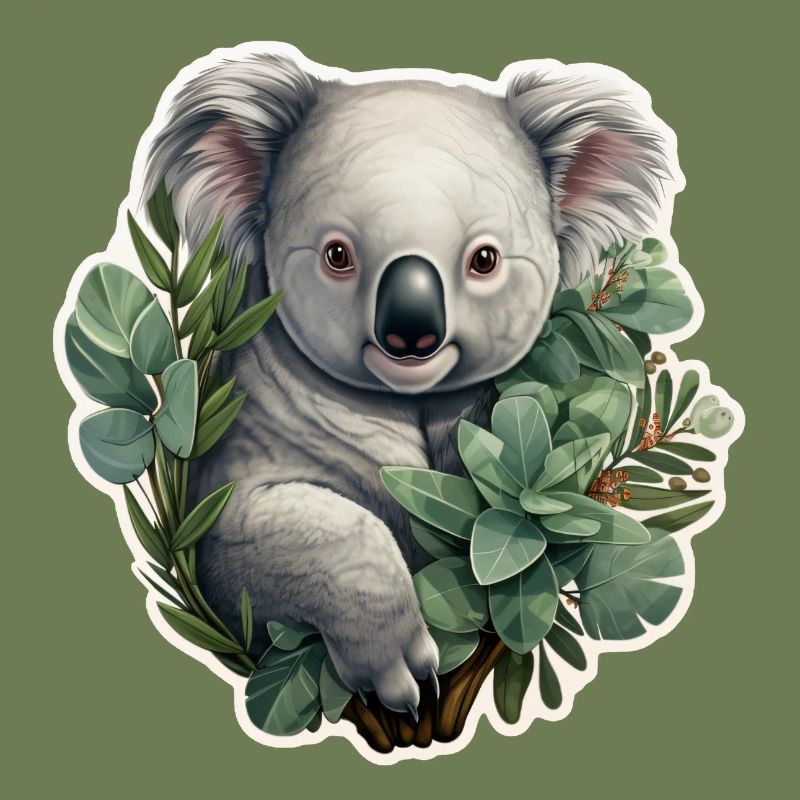 Koala with eucalyptus